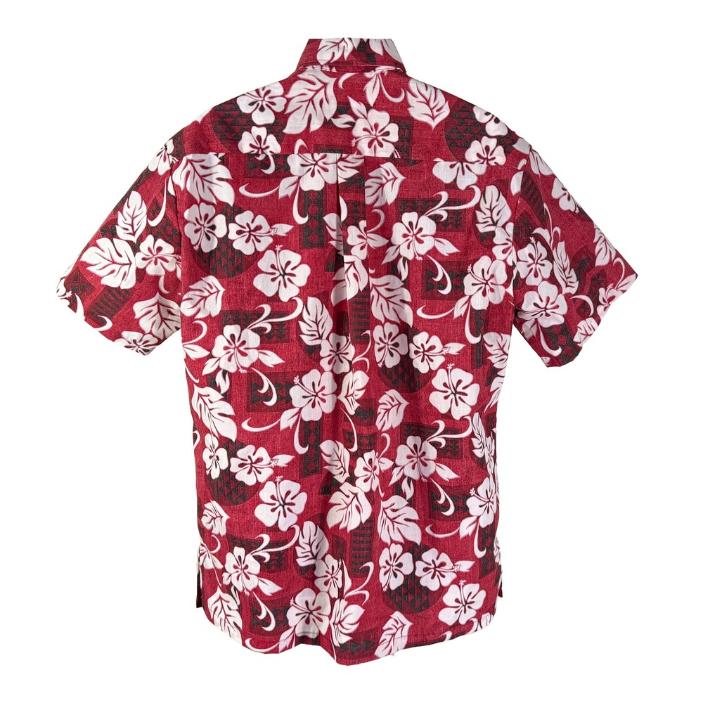 Nui Nalu Hawaiian Shirt Mens L Red‎ Hibiscus Floral Pullover Short Sleeve Aloha - Picture 3 of 5